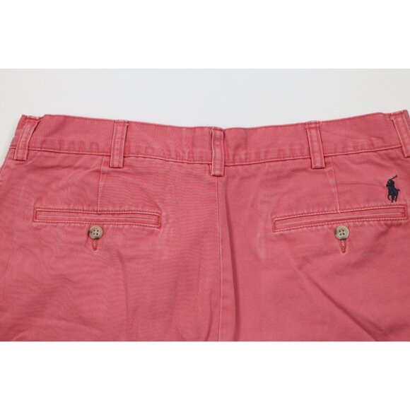 Vintage 90s Ralph Lauren Mens 34 Distressed Above Knee Chino Golf Shorts Pink - Picture 12 of 16